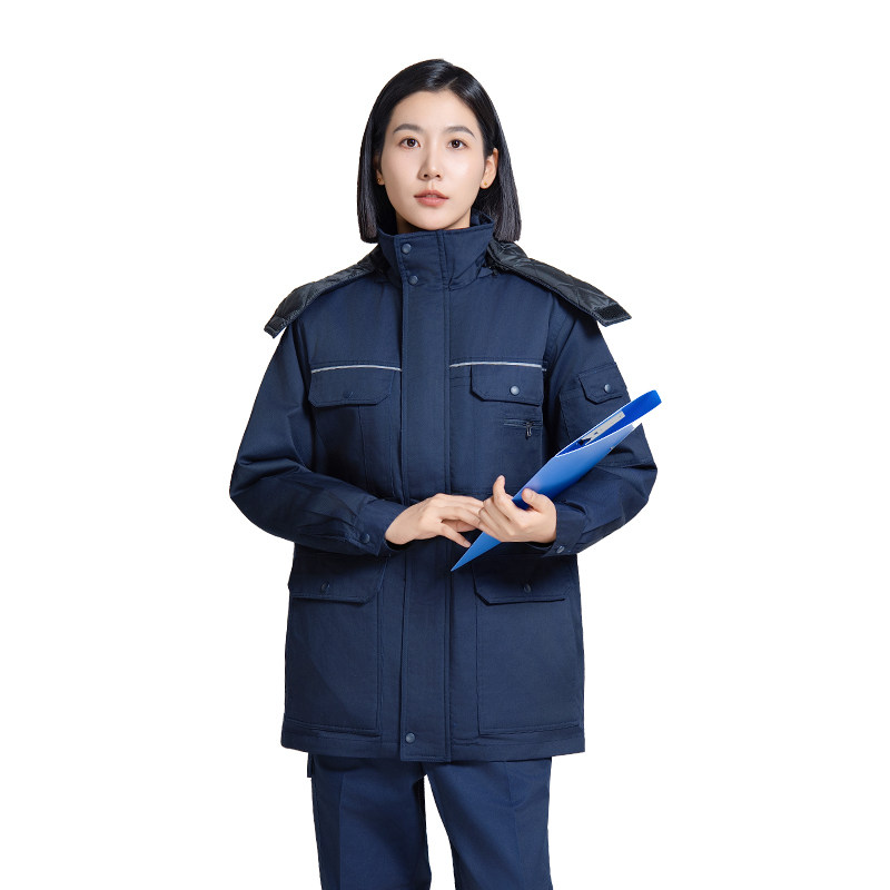 冬季工装棉服女中长款可拆卸防寒工装制服