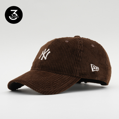 韩国代购NEWERA纽亦华帽子灯芯绒940NY小标冬季保暖棒球帽咖啡色