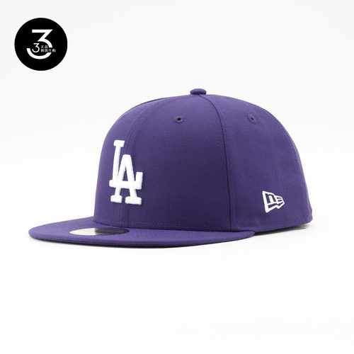 韩国代购NEWERA纽亦华5950平沿全封闭大头棒球帽LA洛杉矶道奇紫色
