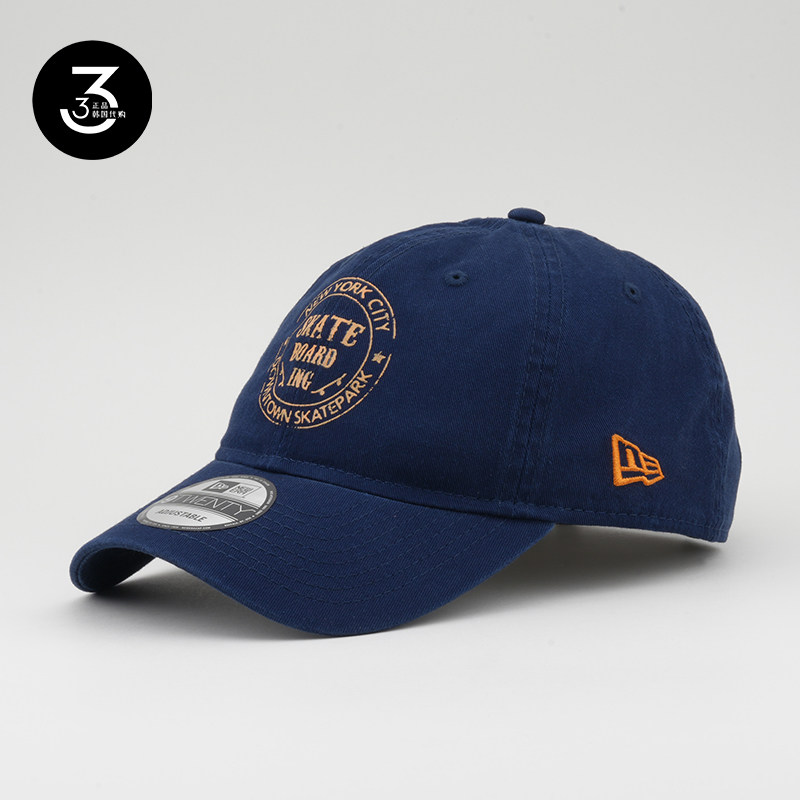 韩国代购NEWERA纽亦华帽子软顶920滑板公园印花字母棒球帽藏蓝色