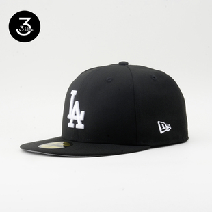 韩国代购 NEWERA纽亦华5950平沿全封闭棒球帽白灰帽檐道奇黑色白LA