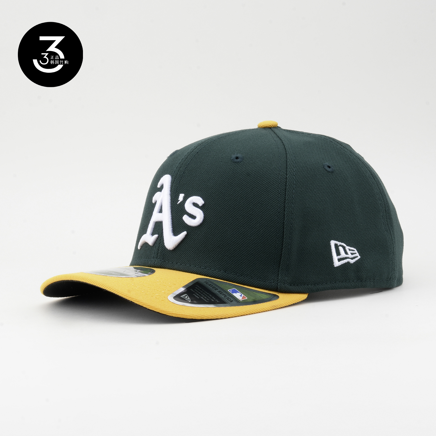 韩国代购NEWERA纽亦华970微弯檐可调棒球帽MLB球队AS奥克兰运动家