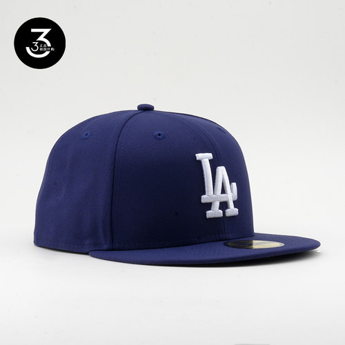 韩国代购NEWERA纽亦华59FIFTY平沿硬顶全封闭5950棒球帽LA藏蓝色