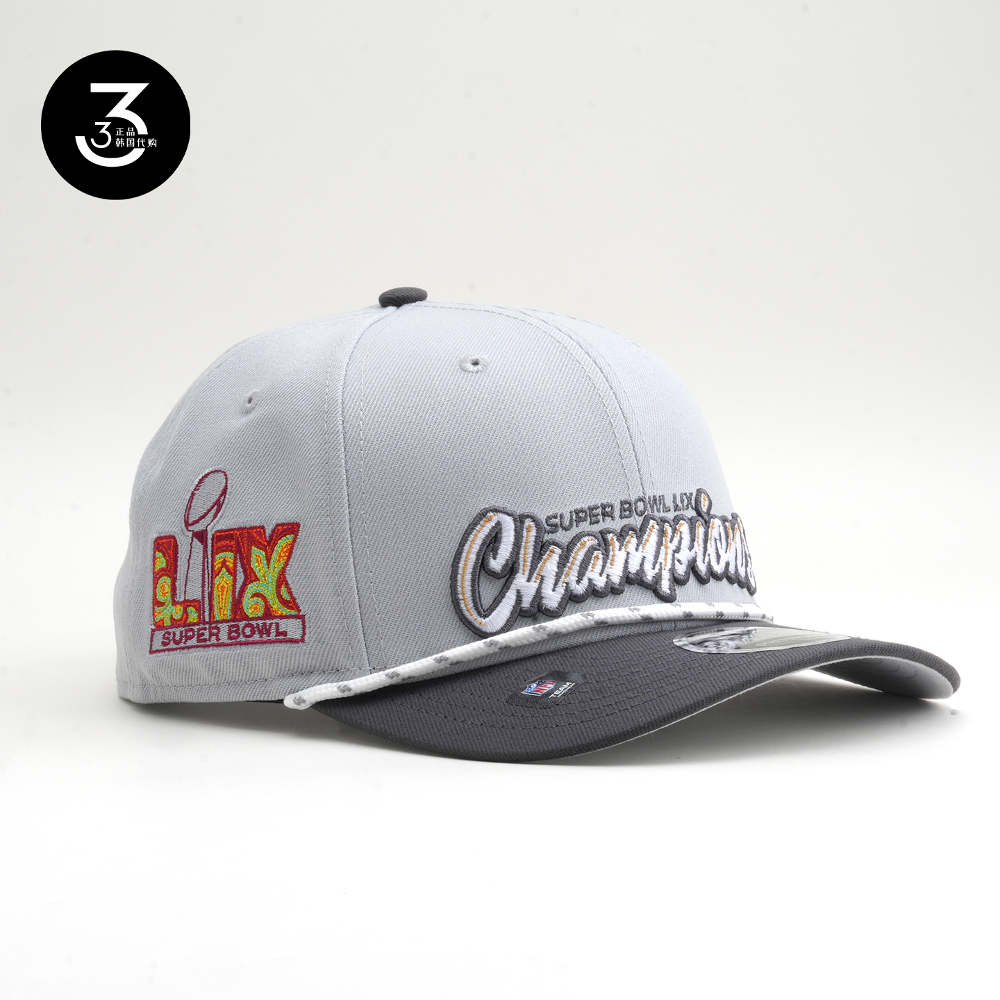 韩国代购NEWERA纽亦华2024NFL超级碗冠军970微弯檐可调节棒球帽灰