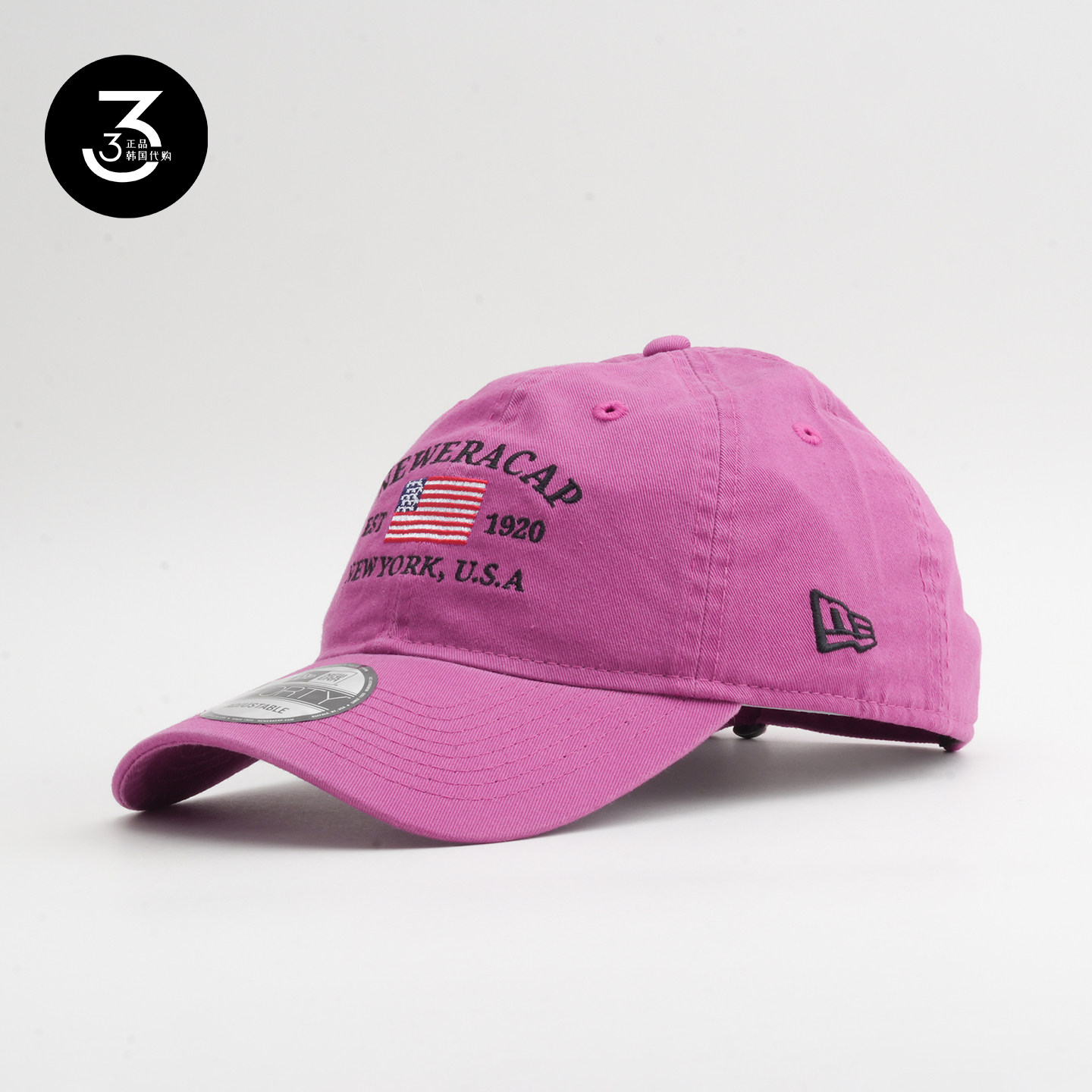韩国代购NEWERA纽亦华美国国旗刺绣标防晒940软顶棒球帽烟熏紫