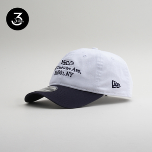 韩国代购NEWERA棒球帽鸭舌帽920软顶小字母刺绣弯檐帽休闲黑白拼