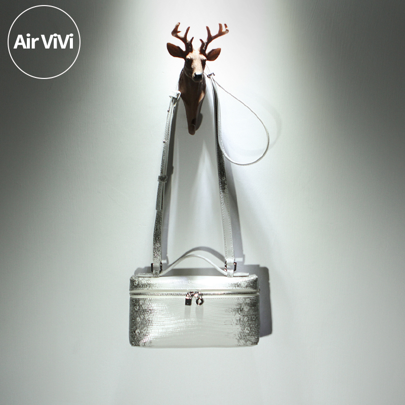 Airvivi-21S17-蜥蜴纹头层牛皮lp饭盒包小包真皮女包斜挎包盒子包