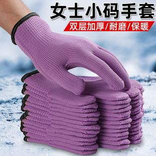 女士加厚劳保手套工作耐磨防滑保暖秋冬干活棉纱尼龙毛巾圈线手套