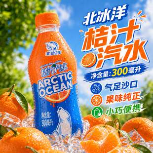 北冰洋橘汁汽水碳酸饮料塑料瓶迷你装300ml*24瓶整箱桔子果汁饮料