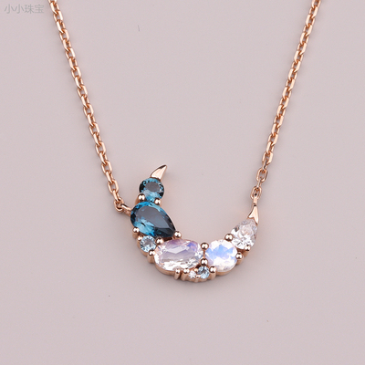 18K玫瑰金项链月光渐变锁骨链