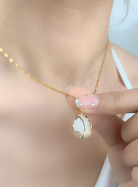 项链不掉色女夏季郁金香钛钢项链时尚百搭配饰小众设计感项链