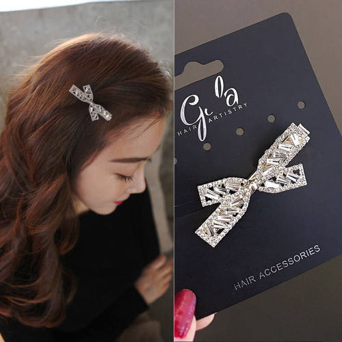 边夹女侧夹发夹水钻刘海夹仿水晶发卡头发卡碎发夹鸭嘴夹发饰