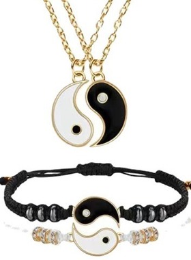 跨境爆款龙太极情侣编织手链太极八卦好朋友友谊手绳项链组合套装