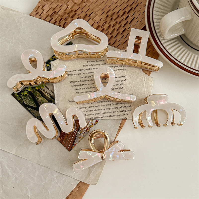 人鱼姬醋酸头发夹子感后脑勺半扎盘发抓夹小巧精致发卡头饰女