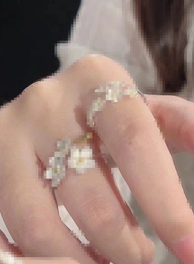 【繁花似锦】山茶花闺蜜对戒小众设计感轻奢简约气质开口调节戒指