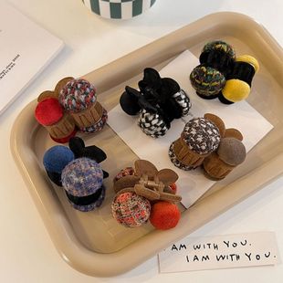 秋冬毛绒樱桃发夹女可爱侧边刘海抓夹发卡小号夹子头饰2024年新款