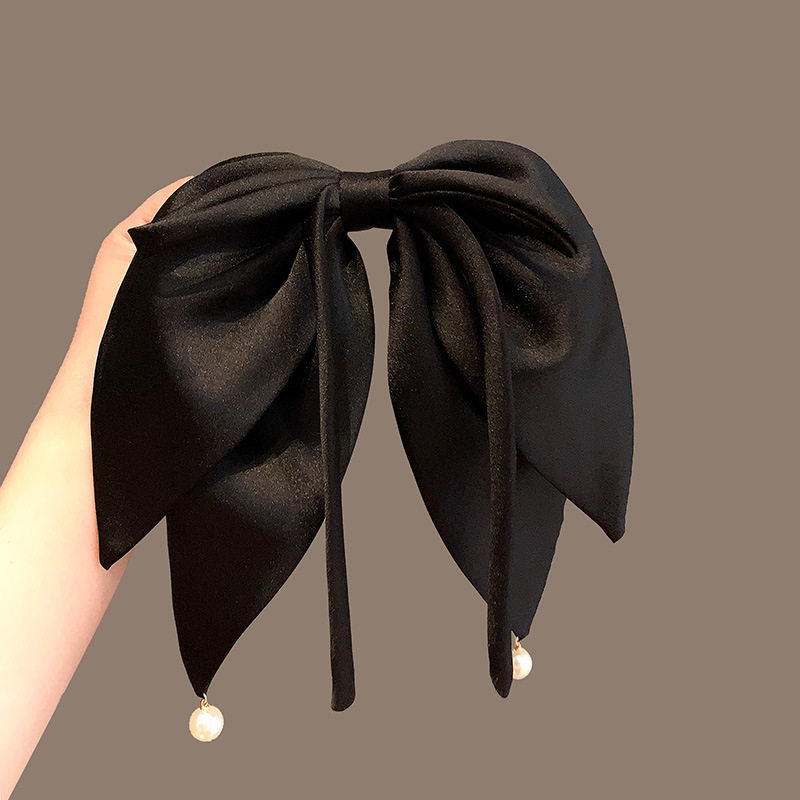 落雁人鱼~大蝴蝶结发夹女2023年新款黑色飘带顶夹后脑勺横夹发卡,饰品/流行首饰/时尚饰品新,民族风发饰,淘宝优惠券,粉丝福利购,淘宝优惠卷