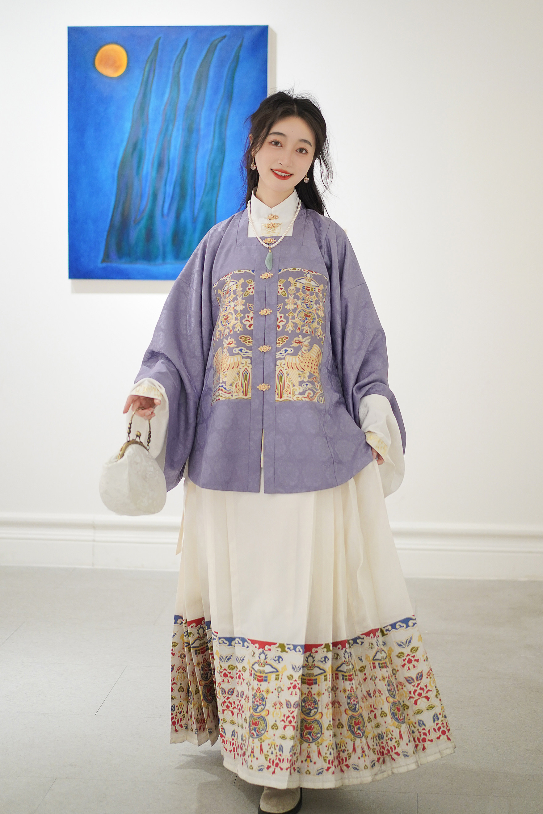 【四时欢喜】原创复原款明制黑色紫色方领半袖凤凰补服元宵节汉服