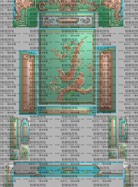 大奔象头沙发精雕图浮雕图灰度图富贵花鸟鸿运 新款如意财源沙发