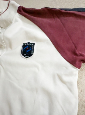 浙江舟山定海第六中学校服上衣短袖白色拼酒红袖带校徽学生polo衫