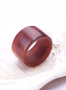 印度小叶紫檀木雕刻戒指红木宽版指环情侣对戒定情礼物可刻字定制