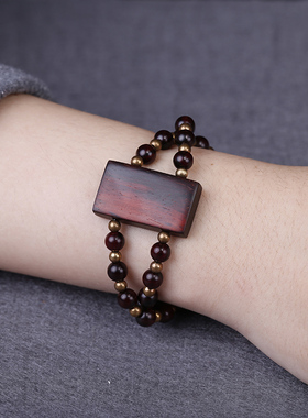 民族风佛珠手串印度小叶紫檀老料双圈双排手排手链女简约气质百搭