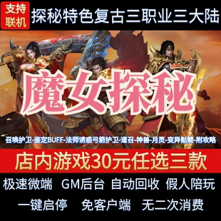 魔女探秘传奇单机版复古三职业三大陆召唤护卫假人GM后台微端联机