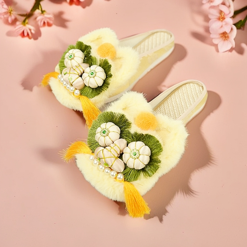 【虎头拖鞋】民族风成人虎头鞋国潮复古平底拖鞋民俗鞋绣花鞋女