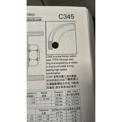 司达行原装正品 C345双向活塞封  聚四氟乙烯 格来圈 正品