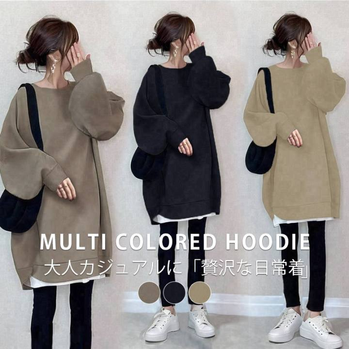 跨境日韩系2025春秋季新款高领灰色宽松卫衣中长款连衣裙女