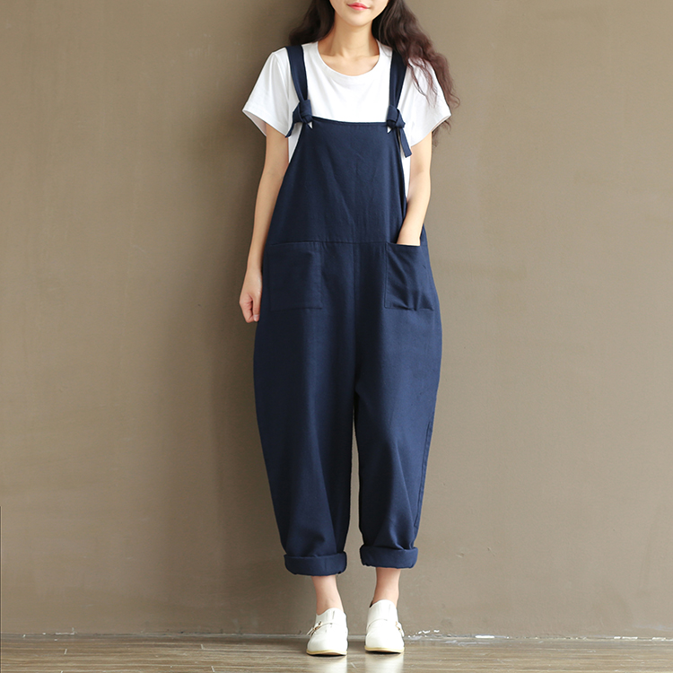 Womens Casual Loose Linen Pants Jumpsuit Trousers Overalls