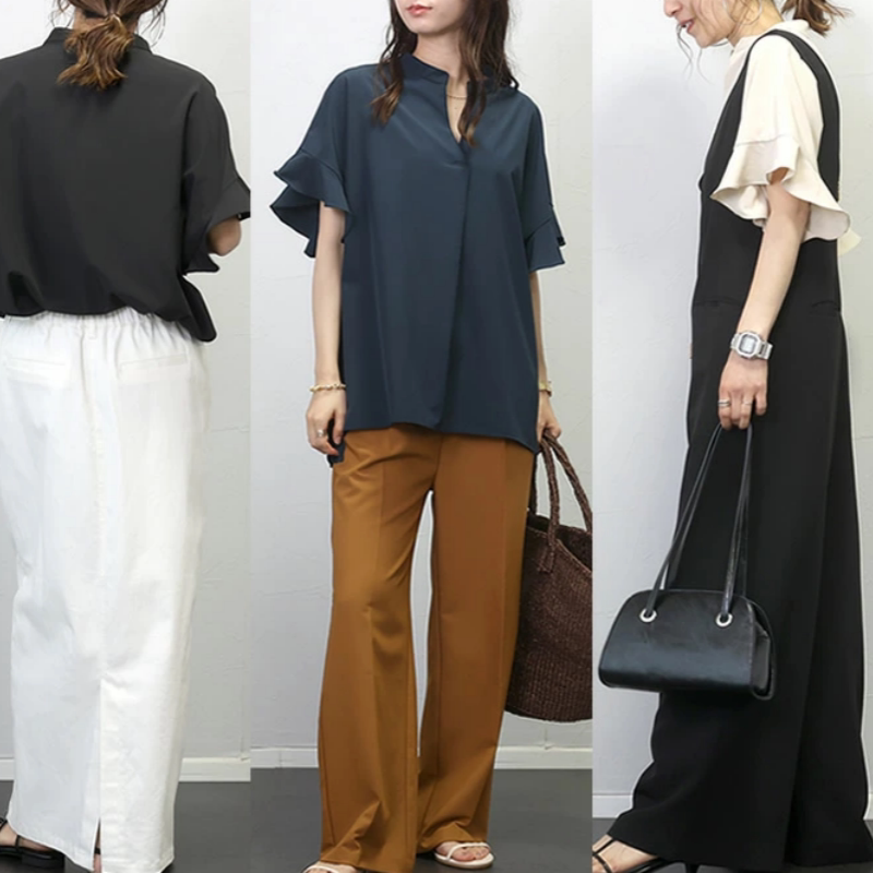 跨境外贸日系韩国韩版简约百搭休闲宽松型夏季套头衬衫上衣雪纺衫