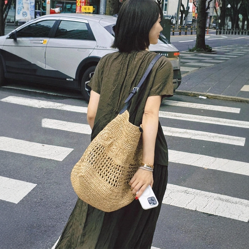 日本GP超火编织托特包包女2025新款休闲大容量通勤包百搭斜挎大包