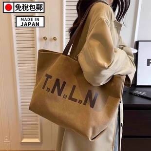 日本GP休闲帆布包女新款上班通勤高级感单肩包时尚百搭斜跨托特包