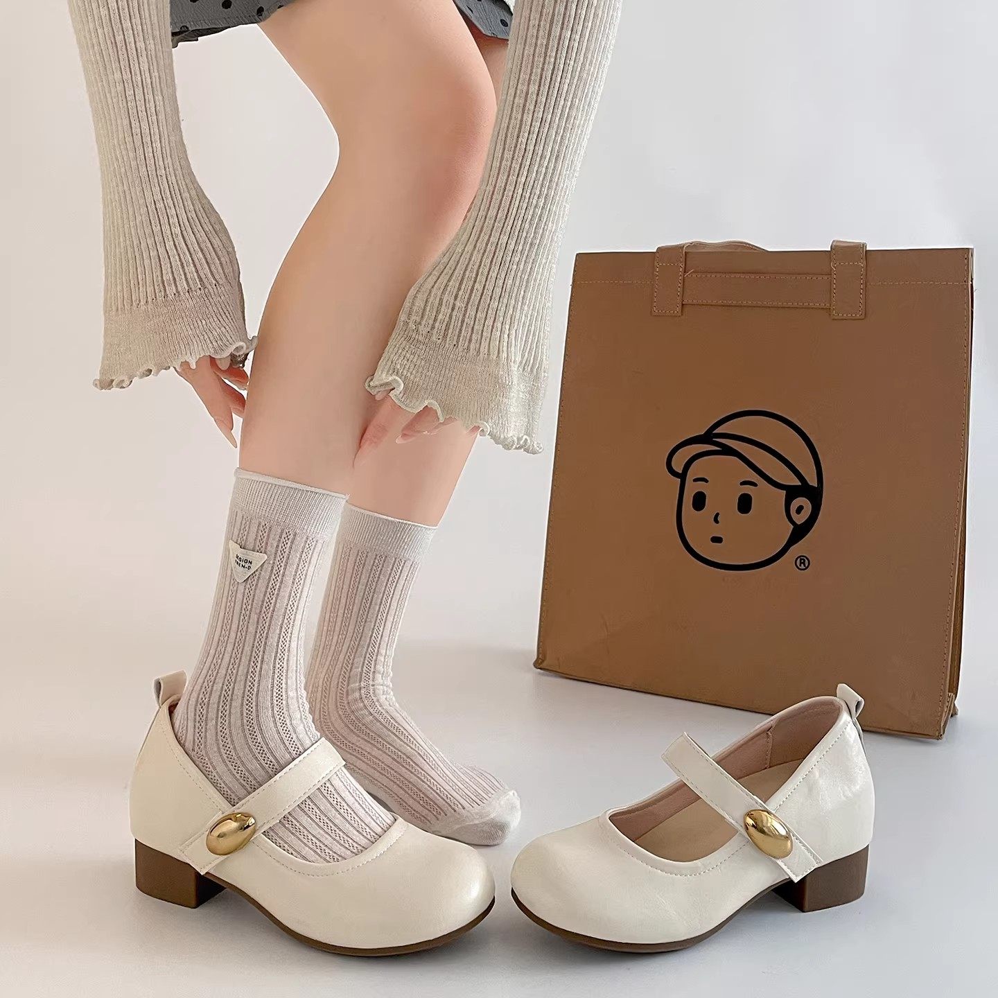 日本GP复古白色法式粗跟浅口单鞋女2026新款内增高配裙子玛丽珍鞋,女鞋,玛丽珍鞋,淘宝优惠券,粉丝福利购,淘宝优惠卷