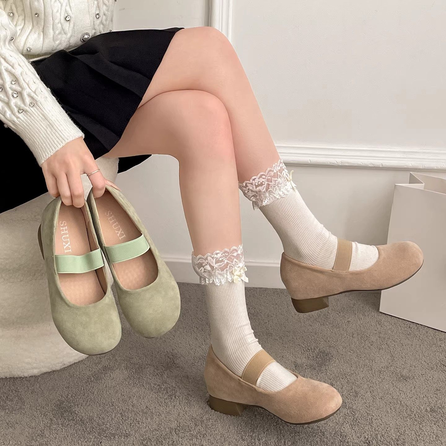 日本GP法式复古粗跟内增高浅口单鞋女2026新款仙女风百搭玛丽珍鞋,女鞋,玛丽珍鞋,淘宝优惠券,粉丝福利购,淘宝优惠卷