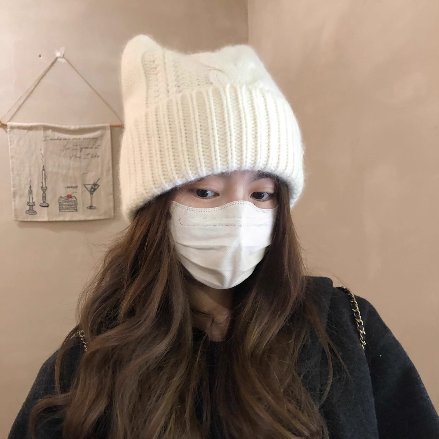 日本GP高品质可爱猫耳朵针织帽子