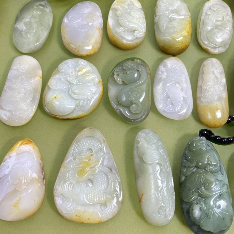 新疆和田玉青海山料碧玉青白玉原石精刻手把件保真支持全国复验