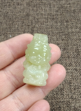 天然新疆若羌和田玉黄口料立体雕刻挂件吊坠妈祖娘娘保真支持复验