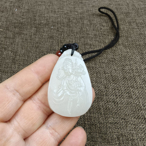 和田玉且末青白玉牌子挂件吊坠