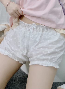 白色打底裤夏季防走光宽松灯笼少女短裤日系lolita南瓜裤安全裤棉