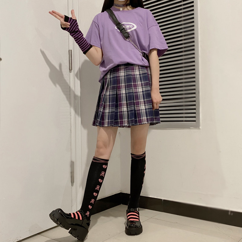 原创哥特风骷髅头爱心暗黑袜子女Lolita原宿搞死黑粉朋克jk小腿袜,女士内衣/男士内衣/家居服,长筒袜,淘宝优惠券,粉丝福利购,淘宝优惠卷