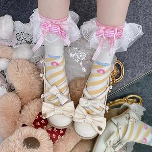 原创lolita糖果袜子超甜美少女蛋糕蕾丝公主棉袜日系多巴胺彩色袜