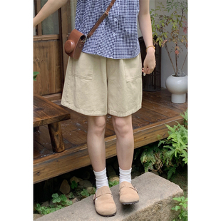 复古宽松休闲直筒阔腿短裤 踏进银河 夏季 五分裤 日系高腰显瘦工装