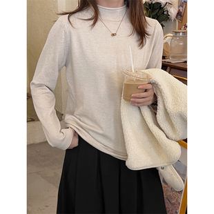 小个子秋冬基础款 踏进银河 t恤显瘦打底衫 长袖 半高领内搭上衣 新款