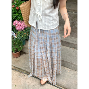 青涩拾光 温柔气质氛围设计感半身裙夏韩系甜美显瘦高腰度假纱裙