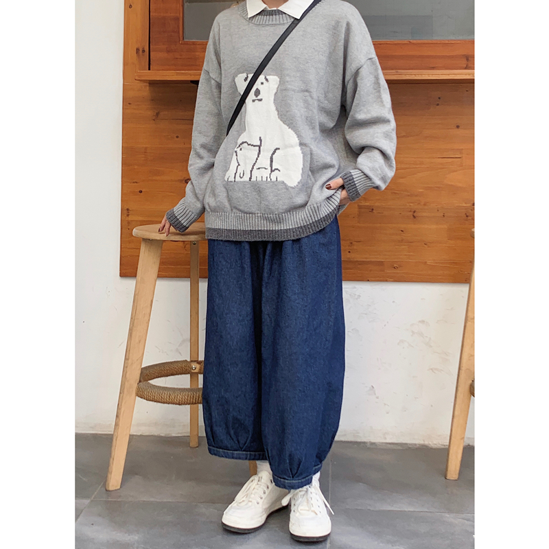 银河日系小个子复古九分牛仔裤