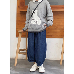 百搭萝卜裤 小个子复古高腰九分阔腿裤 女 日系宽松牛仔裤 踏进银河