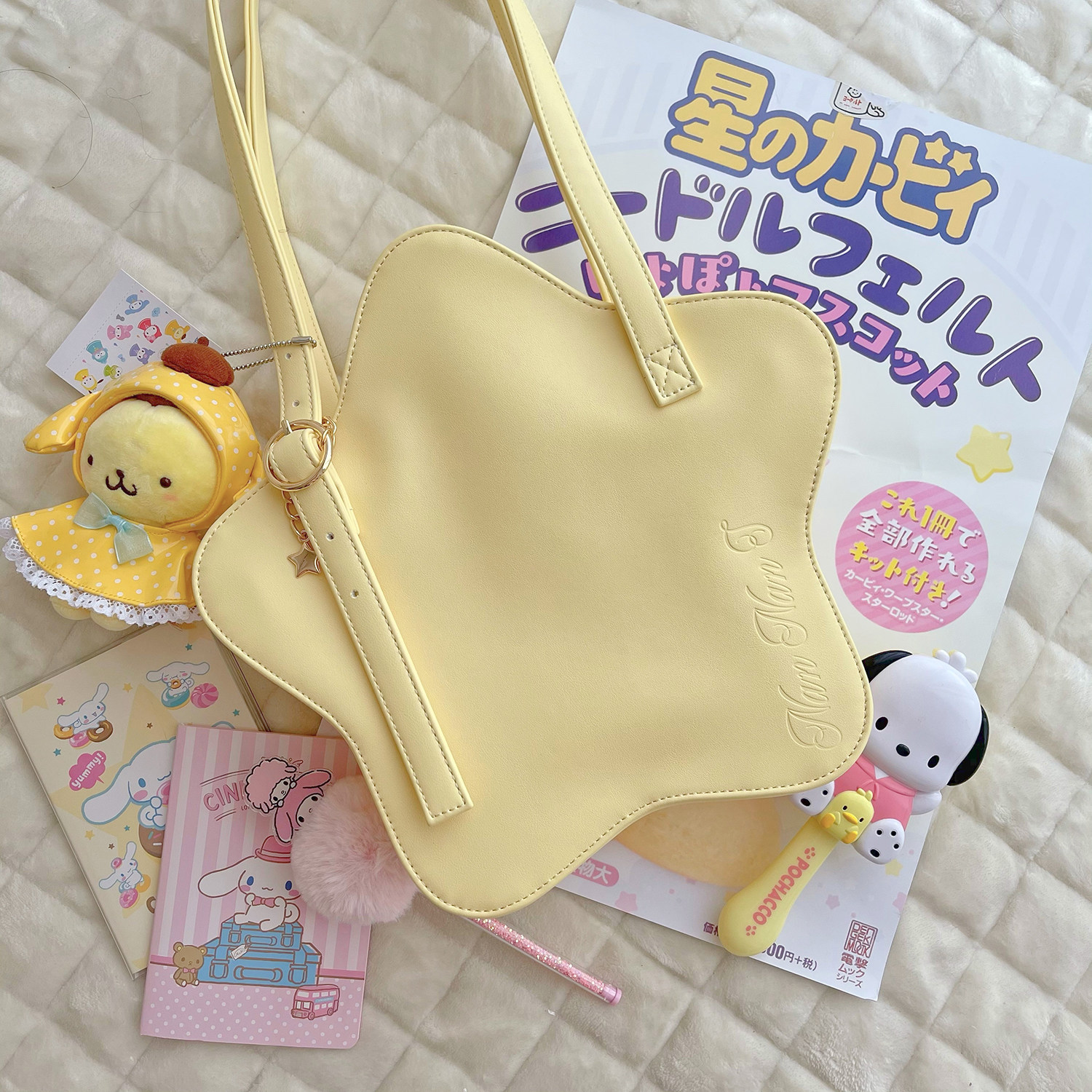 NanNanS迷你派派 星星煎饼单肩手提皮包包女奶黄色可爱原创Lolita