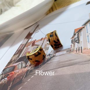 豹纹方形耳扣气质轻奢小众高级感大气秋冬时尚 百搭气质耳环